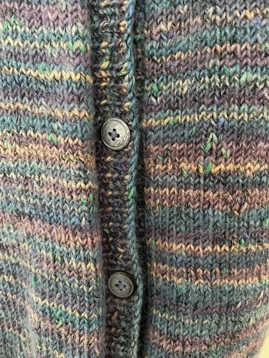 Handmade Heathered Wool Long Sleeve Cardigan, Size Medium - Picture 4 of 11